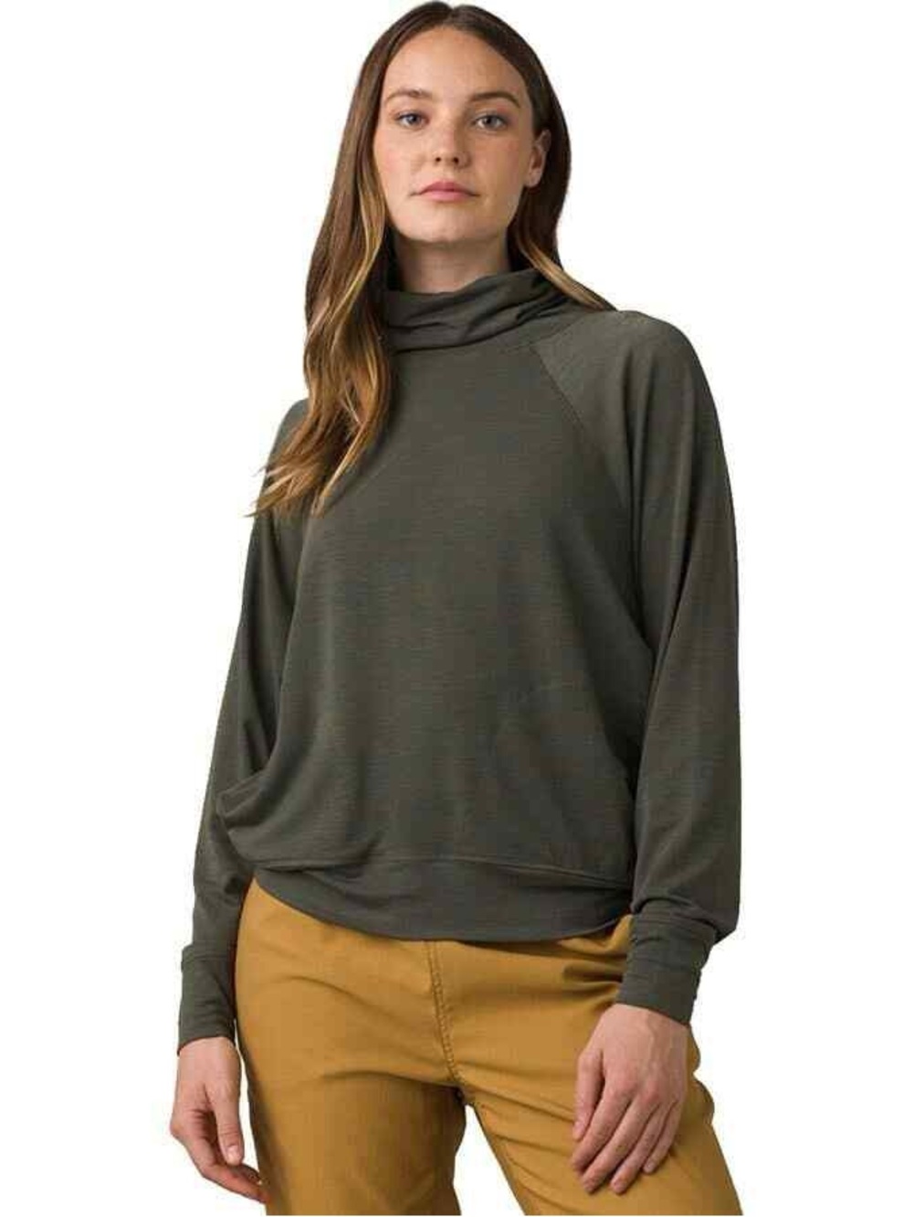 Prana Sol Protect Olive Green Funnel Neck Pullover